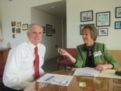 Alison van Diggelen interviews San Jose Mayor, Chuck Reed for a KQED assignment, City Hall 2013