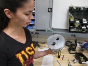 Cassandra Mercury shows off Hyperloop Levitational Rig camera, by Alison van Diggelen