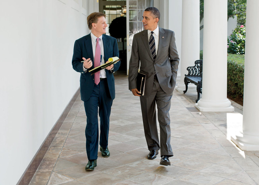 Michael Lewis with Barack Obama, Photo credit: Vanity Fair 