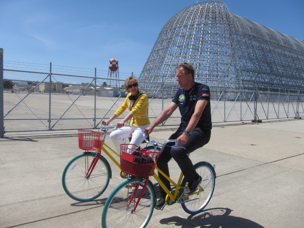 Andre Borschberg & Alison van Diggelen Hangar One Moffett Field for BBC, Photo by Fresh Dialogues