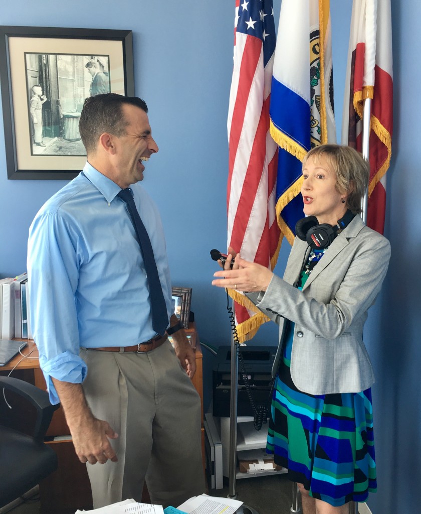 San Jose Mayor Sam Liccardo interview w Alison van Diggelen. Photo by Fresh Dialogues