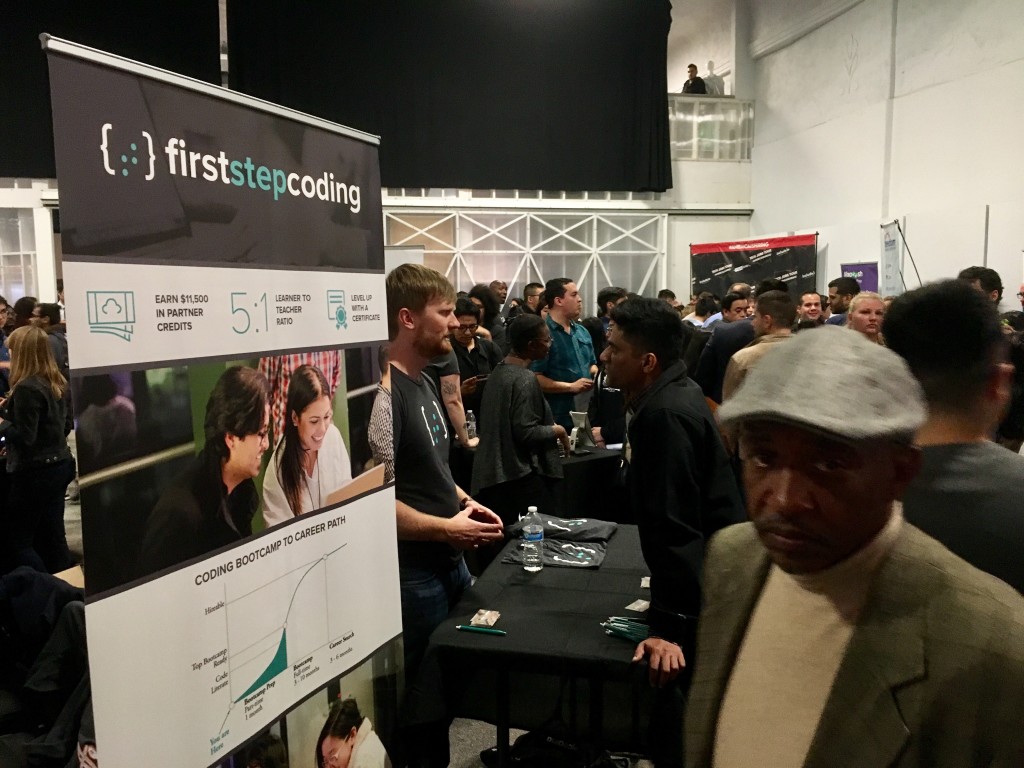 Stride Center instructor, Willie Lockett at Tech Jobs Tour, SF. Photo by Alison van Diggelen, Fresh Dialogues