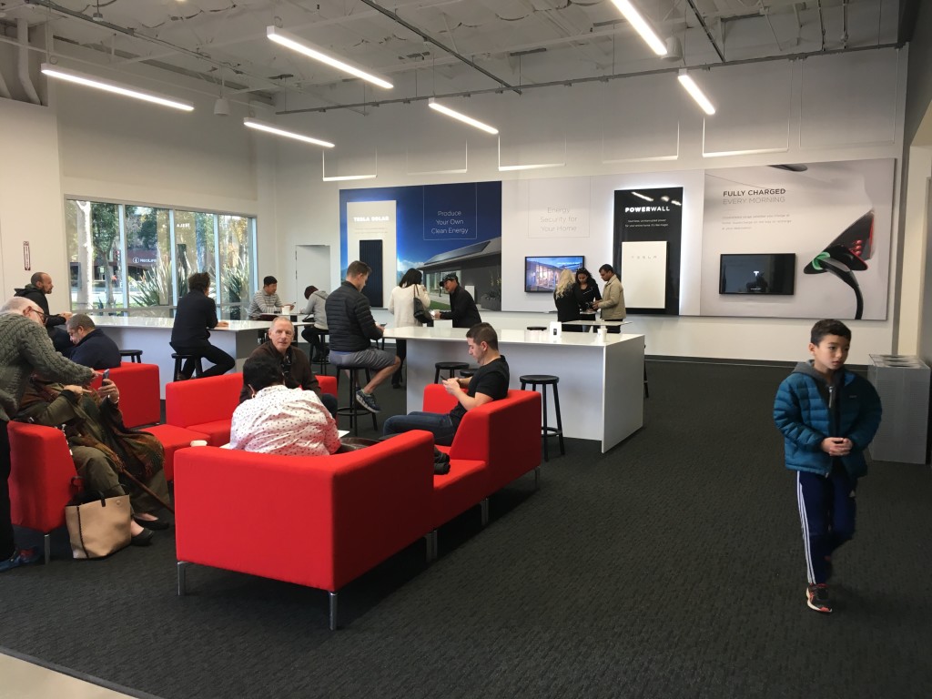 Tesla Model 3 delivery center Dec 22 2017, Photo credit Alison van Diggelen, Fresh Dialogues