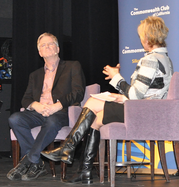 Rick Steves mulls a hard question from Alison van Diggelen, Commonwealth Club Feb 17 2018