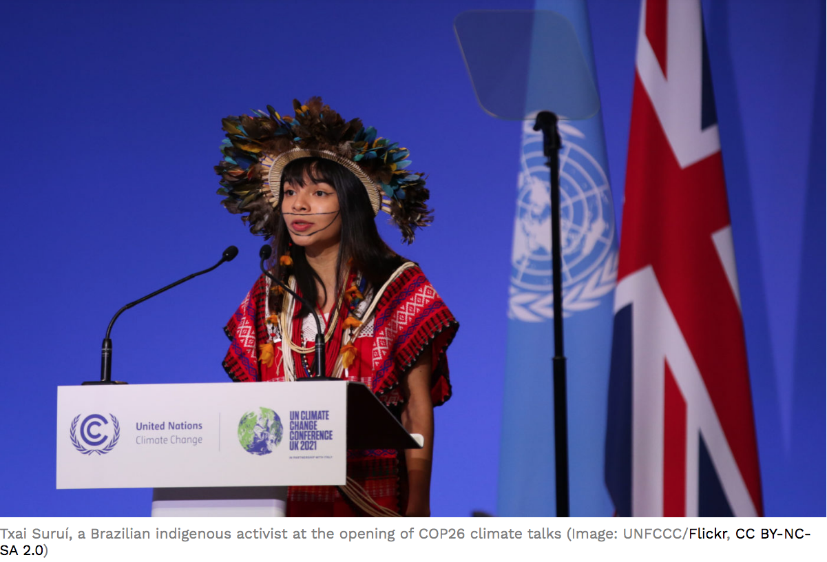 Txai Surui, Brazilian forest activist at Glasgow COP 26. 2021